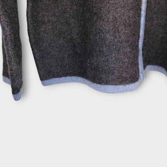 Vtg Karen Scott Wool Cardigan Sz XL Zip Front Grey Blue Embroidery Cottagecore 9 - Picture 8 of 11